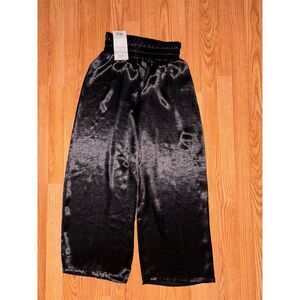 Ophelia Roe Women's Black Satin Wide-Leg Pants S Casual